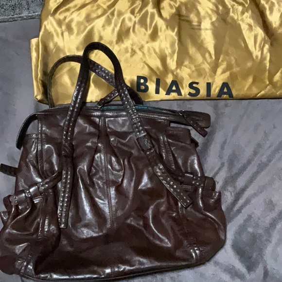 large Biasia Leather bag, made in Italy - Picture 1 of 8